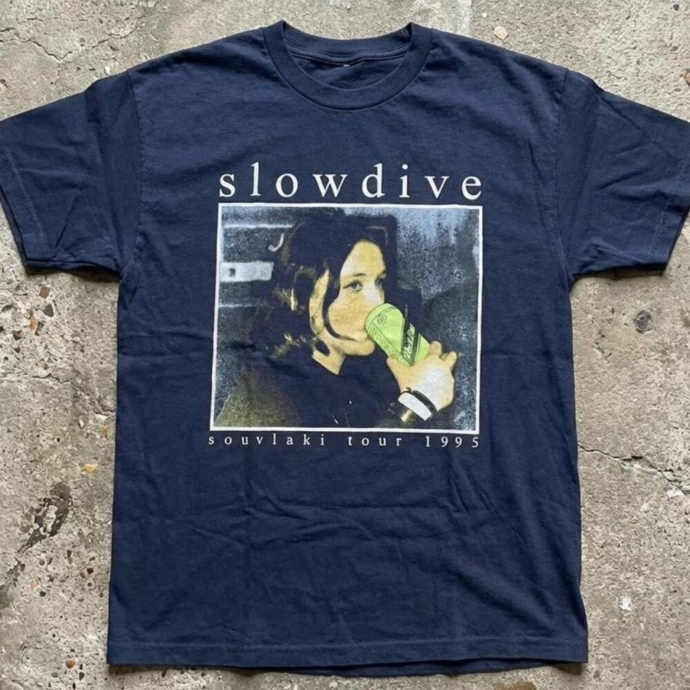 Slowdive Souvlaki Tour 1995 Navy T-Shirt Rachel Goswell Graphic